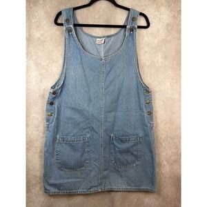 Vintage 90's DENIM REPUBLIC Womens Light Wash Denim Overalls Dress Size Medium